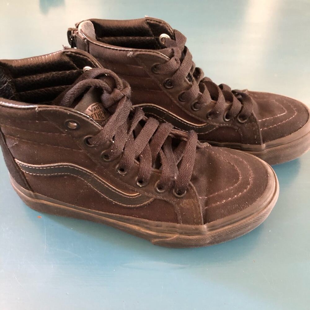 Vans Sk8-Hi Zip Kids Black Hi Tops Size 12.5 - Picture 2 of 7